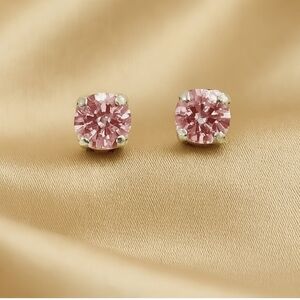Luxury Swarovski Pink Crystal Stud Earrings – Silver Overlay Women’s Jewelry